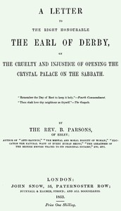 Cover of A Letter to the Right Honourable the Earl of Derby