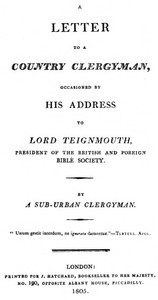 Cover of A letter to a country clergyman, occasioned by his address to Lord Teignmouth