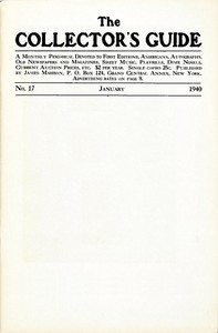 Cover of The Collector's Guide, No. 17, January 1940