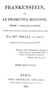 Cover of Frankenstein, ou le Prométhée moderne Volume 2 (of 3)