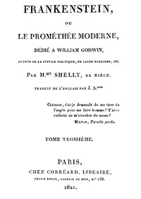 Cover of Frankenstein, ou le Prométhée moderne Volume 3 (of 3)