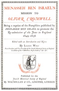 Cover of Menasseh ben Israel's Mission to Oliver Cromwell