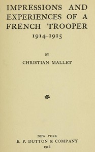 Cover of Impressions and Experiences of a French Trooper, 1914-1915