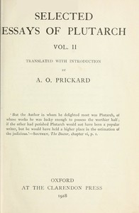 Cover of Selected Essays of Plutarch, Vol. II.