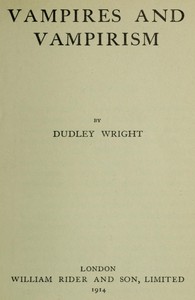 Cover of Vampires and Vampirism