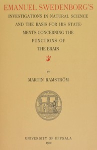 Cover of Emanuel Swedenborg's Investigations in Natural Science and the Basis for His Statements Concerning the Functions of the Brain