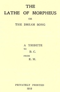 Cover of The Lathe of Morpheus; or, The dream song.