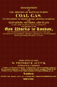 Cover of Description of the Process of Manufacturing Coal Gas, for the Lighting of Streets Houses, and Public Buildings