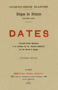 Cover of Propos de peintre, deuxième série: Dates