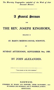 A funeral sermon for the Rev. Joseph Kinghorn