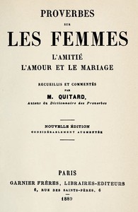 Cover of Proverbes sur les femmes, l'amitié, l'amour et le mariage