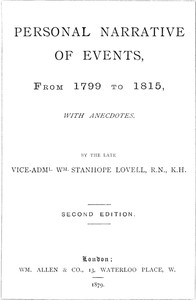 Cover of Personal Narrative of Events, From 1799 to 1815