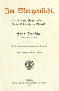 Cover of Im Morgenlicht. Kriegs-, Jagd- und Reise-Erlebnisse in Ostafrika