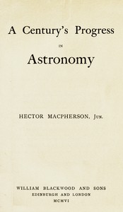 Cover of A Century's Progress in Astronomy
