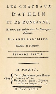 Cover of Les châteaux d'Athlin et de Dunbayne (2/2), Histoire arrivée dans les Montagnes d'Écosse.
