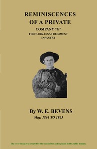 Cover of Reminiscences of a Private, Company "G", First Arkansas Regiment Infantry: May, 1861 to 1865