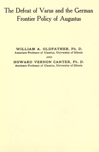 Cover of The Defeat of Varus and the German Frontier Policy of Augustus