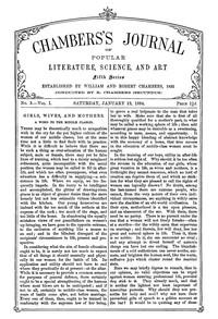 Cover of Chambers's Journal of Popular Literature, Science, and Art, Fifth Series, No. 3, Vol. I, January 19, 1884