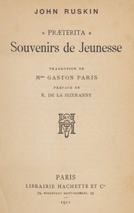 Cover of "Præterita": souvenirs de jeunesse