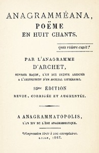 Cover of Anagramméana, poëme en huit chants