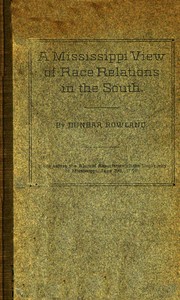 Cover of A Mississippi View of Race Relations in the South