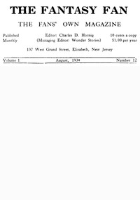 Cover of The Fantasy Fan, Volume 1, Number 12, August 1934