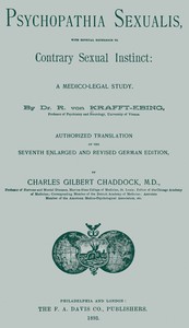 Psychopathia sexualis: With especial reference to contrary sexual instinct