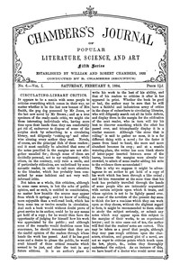 Cover of Chambers's Journal of Popular Literature, Science, and Art, Fifth Series, No. 6, Vol. I, February 9, 1884