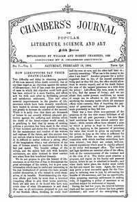 Cover of Chambers's Journal of Popular Literature, Science, and Art, Fifth Series, No. 7, Vol. I, February 16, 1884