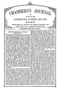 Cover of Chambers's Journal of Popular Literature, Science, and Art, Fifth Series, No. 4, Vol. I, January 26, 1884
