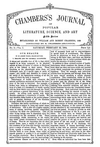Cover of Chambers's Journal of Popular Literature, Science, and Art, Fifth Series, No. 8, Vol. I, February 23, 1884