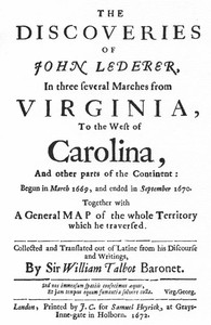 Cover of The Discoveries of John Lederer