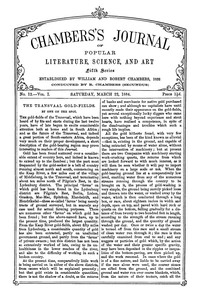 Cover of Chambers's Journal of Popular Literature, Science, and Art, Fifth Series, No. 12, Vol. I, March 22, 1884