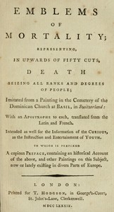 Cover of Emblems of Mortality; representing, in upwards of fifty cuts, death seizing all ranks and degrees of people