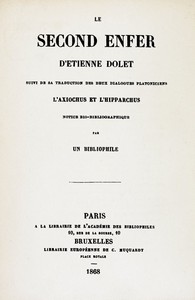 Cover of Le second enfer d'Etienne Dolet