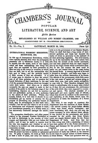 Cover of Chambers's Journal of Popular Literature, Science, and Art, Fifth Series, No. 13, Vol. I, March 29, 1884