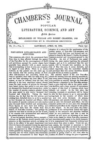 Cover of Chambers's Journal of Popular Literature, Science, and Art, Fifth Series, No. 17, Vol. I, April 26, 1884