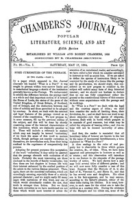 Cover of Chambers's Journal of Popular Literature, Science, and Art, Fifth Series, No. 20, Vol. I, May 17, 1884