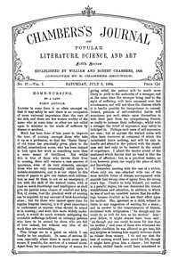 Cover of Chambers's Journal of Popular Literature, Science, and Art, Fifth Series, No. 27, Vol. I, July 5, 1884