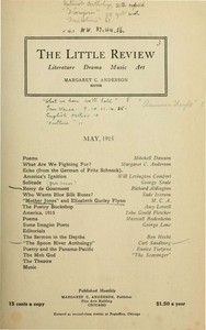 Cover of The Little Review, May 1915 (Vol. 2, No. 3)
