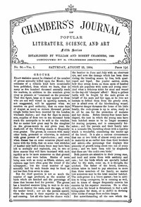 Cover of Chambers's Journal of Popular Literature, Science, and Art, Fifth Series, No. 34, Vol. I, August 23, 1884