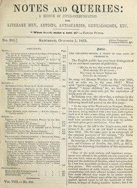 Cover of Notes and Queries, Number 205, October 1, 1853