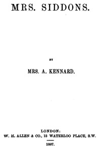 Cover of Mrs. Siddons