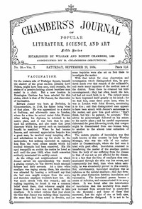 Cover of Chambers's Journal of Popular Literature, Science, and Art, Fifth Series, No. 38, Vol. I, September 20, 1884