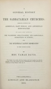 Cover of A General History of the Sabbatarian Churches