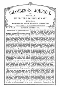 Cover of Chambers's Journal of Popular Literature, Science, and Art, Fifth Series, No. 40, Vol. I, October 4, 1884