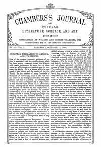 Cover of Chambers's Journal of Popular Literature, Science, and Art, Fifth Series, No. 41, Vol. I, October 11, 1884