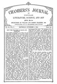 Cover of Chambers's Journal of Popular Literature, Science, and Art, Fifth Series, No. 44, Vol. I, November 1, 1884