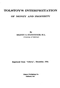 Cover of Tolstoy's interpretation of money and property