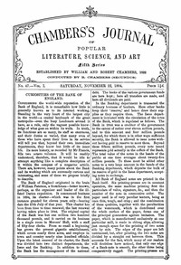 Cover of Chambers's Journal of Popular Literature, Science, and Art, Fifth Series, No. 47, Vol. I, November 22, 1884